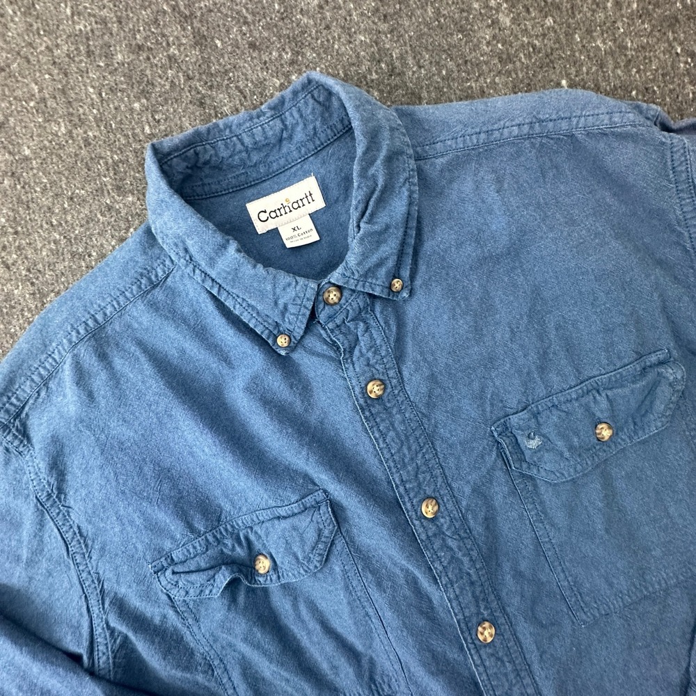 Carhartt Button Down Shirt Mens XL Blue Workwear Long Sleeve Outdoors Casual wor
